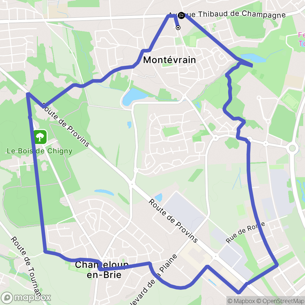 Montévrain : carte du parcours de randonnée - France