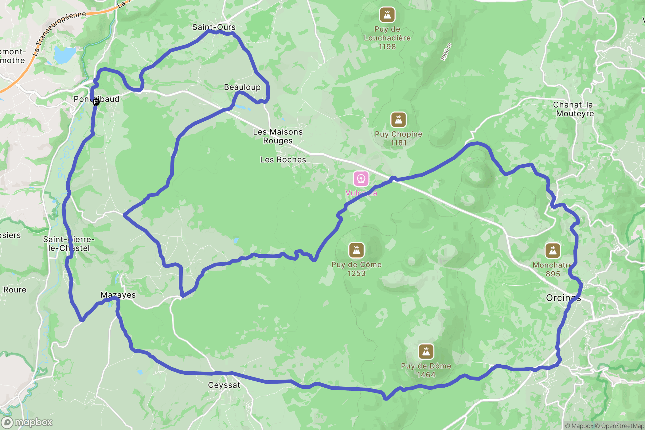 Pontgibaud : carte du parcours de randonnée - France