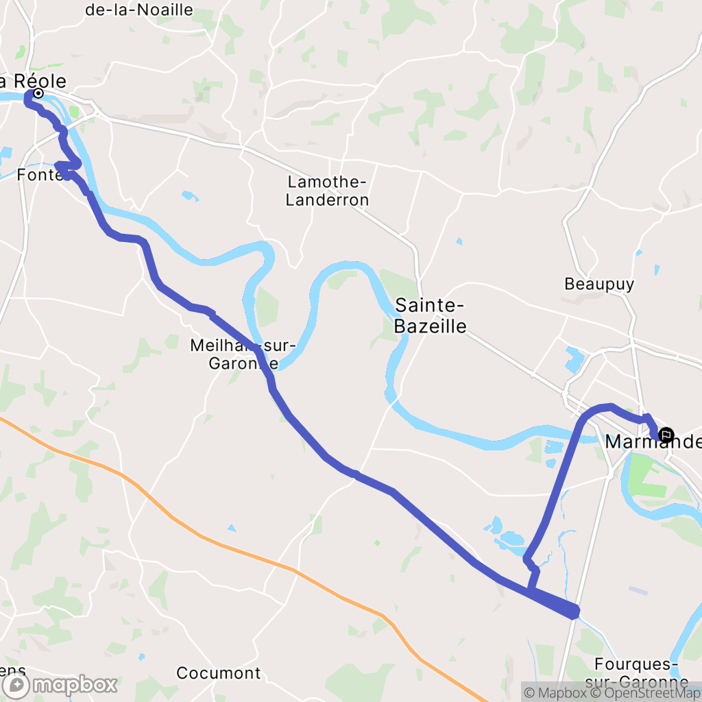 La Réole : carte du parcours de randonnée - France