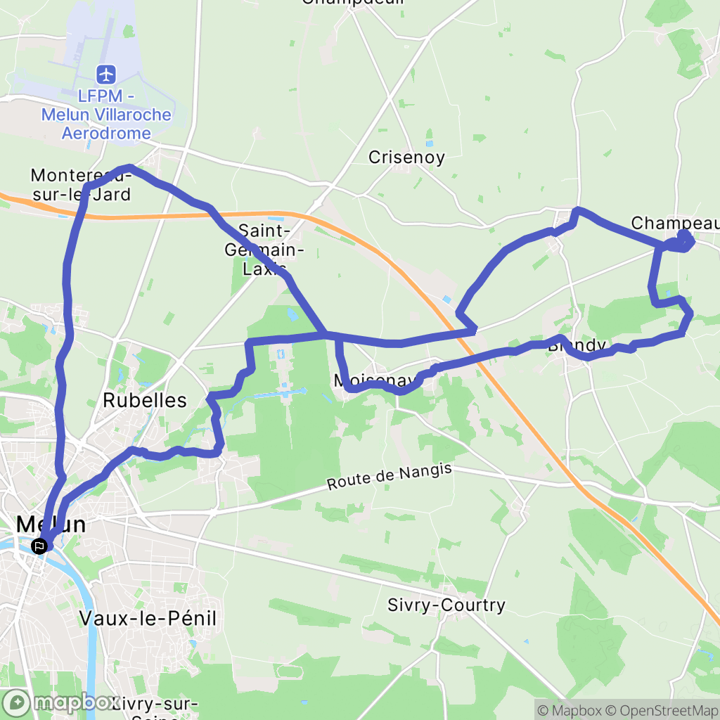 Melun : carte du parcours de randonnée - France