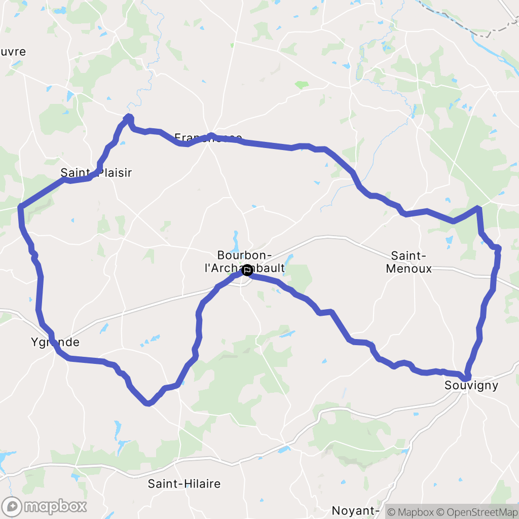 Bourbon-l'Archambault : carte du parcours de randonnée - France