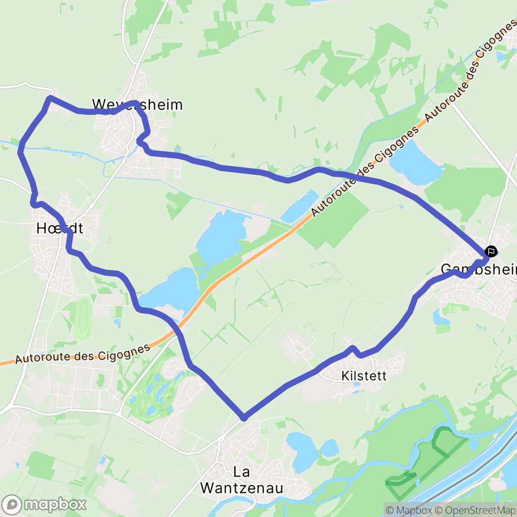Gambsheim : carte du parcours de randonnée - France