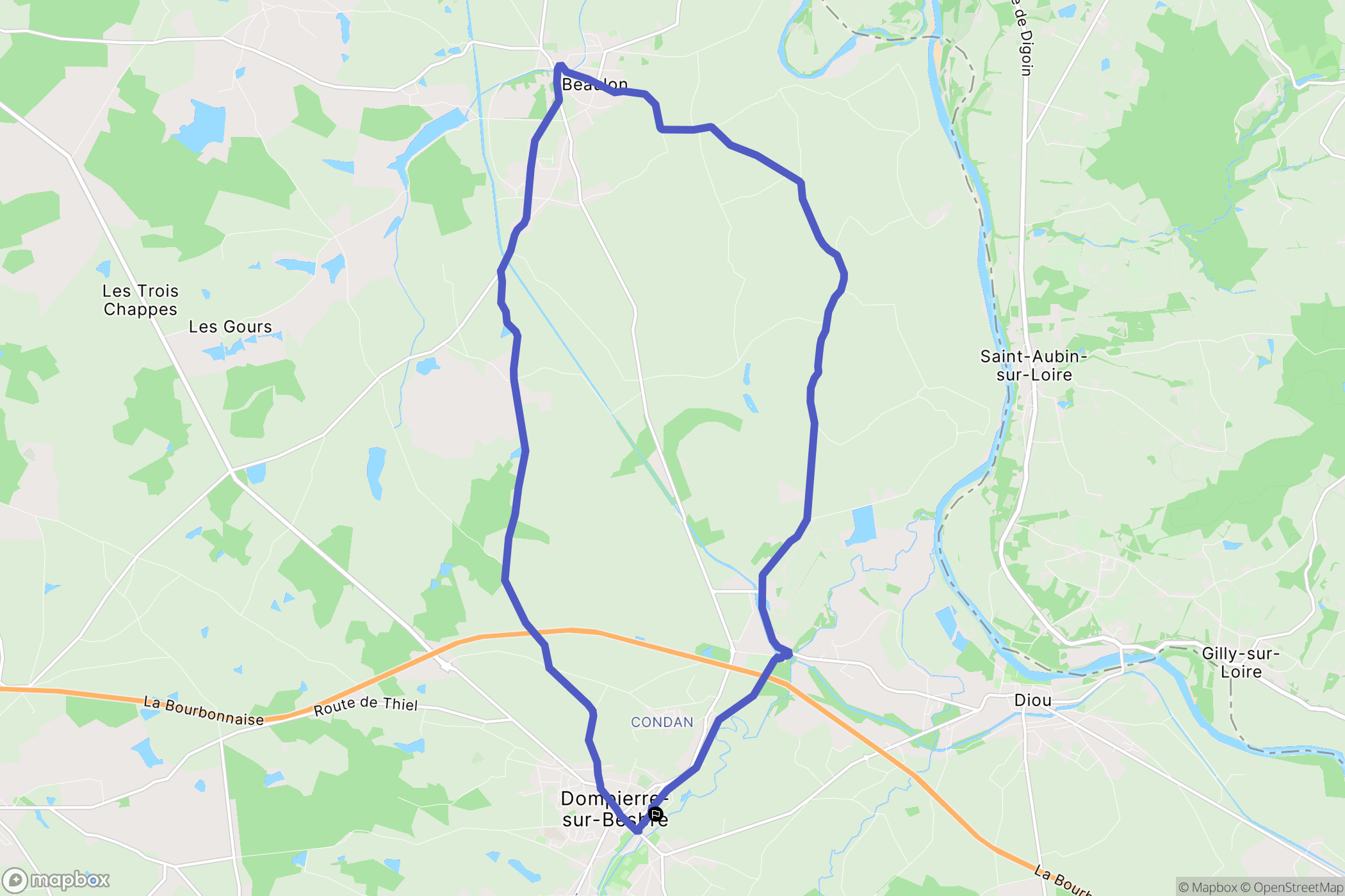 Dompierre-sur-Besbre : carte du parcours de randonnée - France