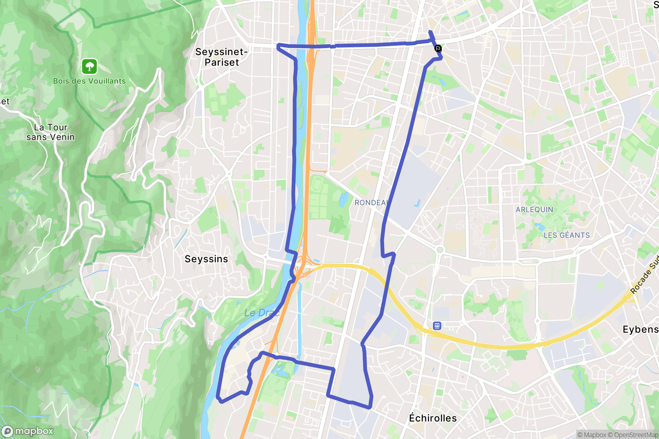 Grenoble : carte du parcours de randonnée - France