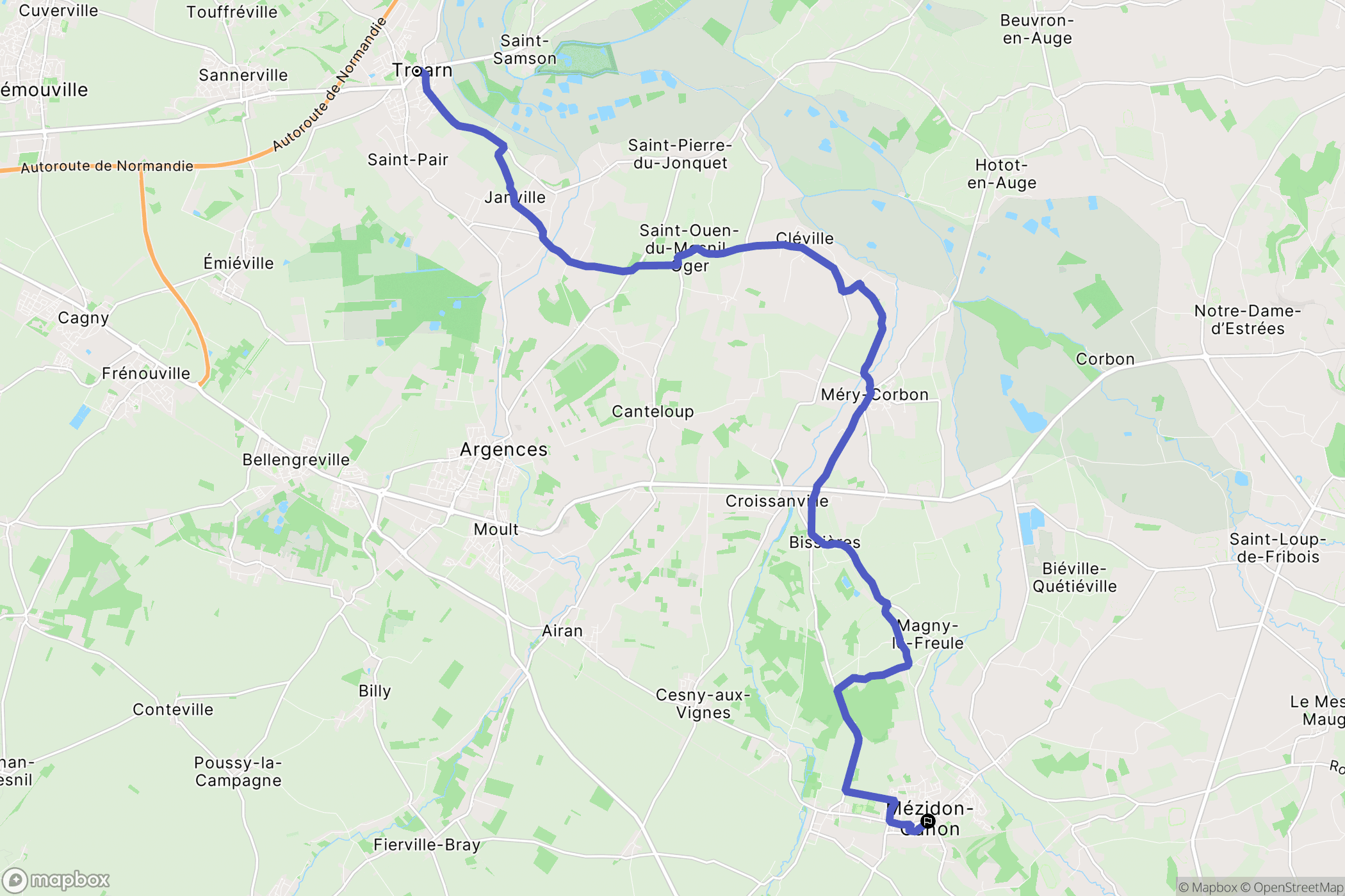 Troarn : carte du parcours de randonnée - France