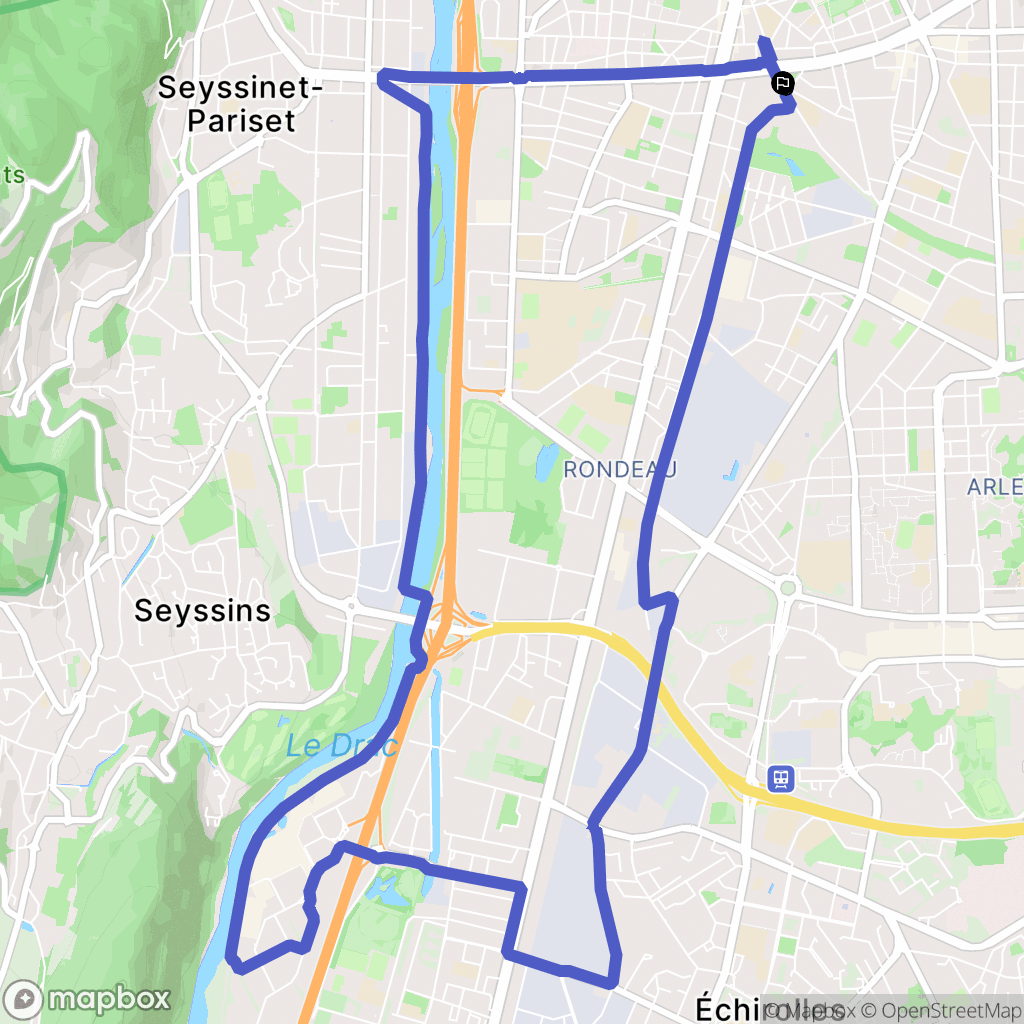 Grenoble : carte du parcours de randonnée - France