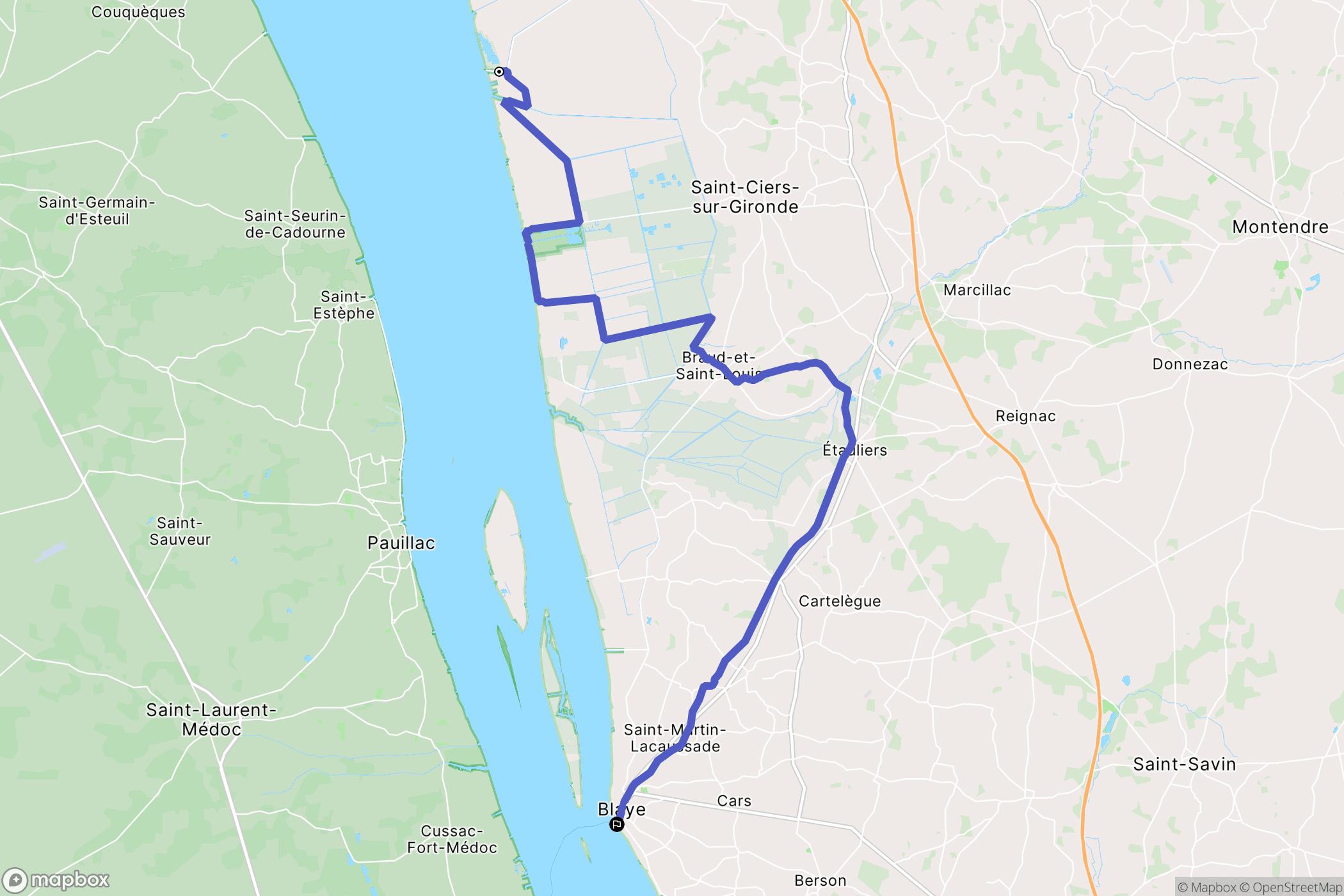 Saint-Bonnet-sur-Gironde : carte du parcours de randonnée - France