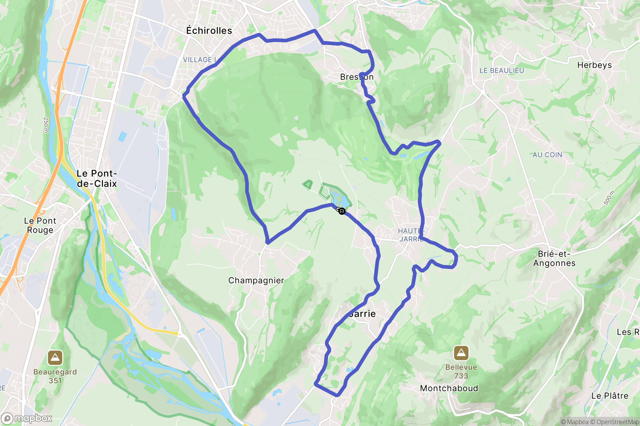 Jarrie : carte du parcours de randonnée - France