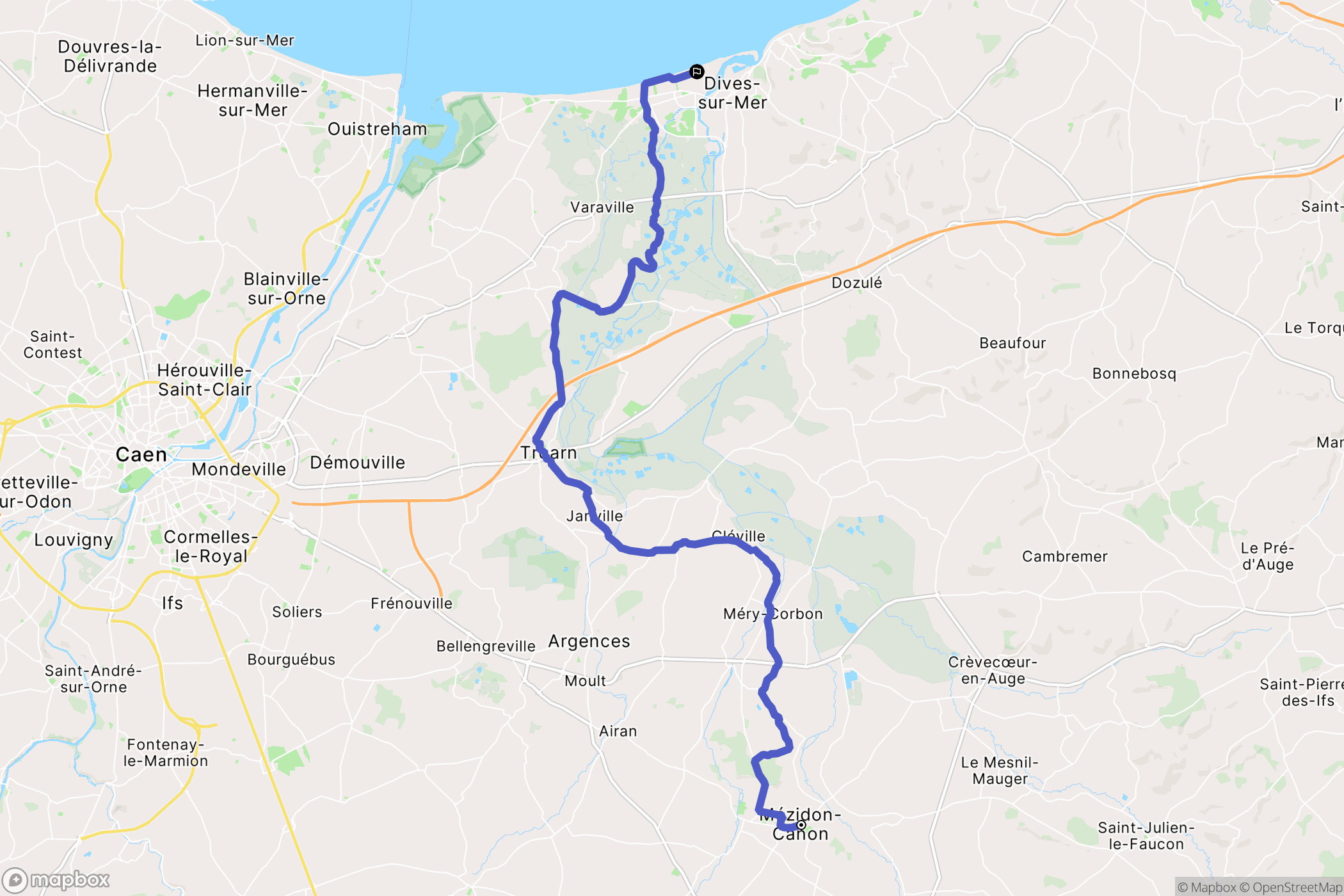 Mézidon-Canon : carte du parcours de randonnée - France