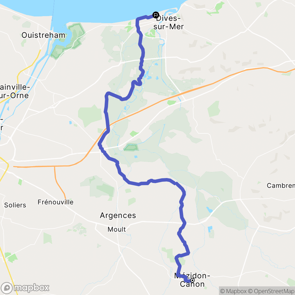 Mézidon-Canon : carte du parcours de randonnée - France