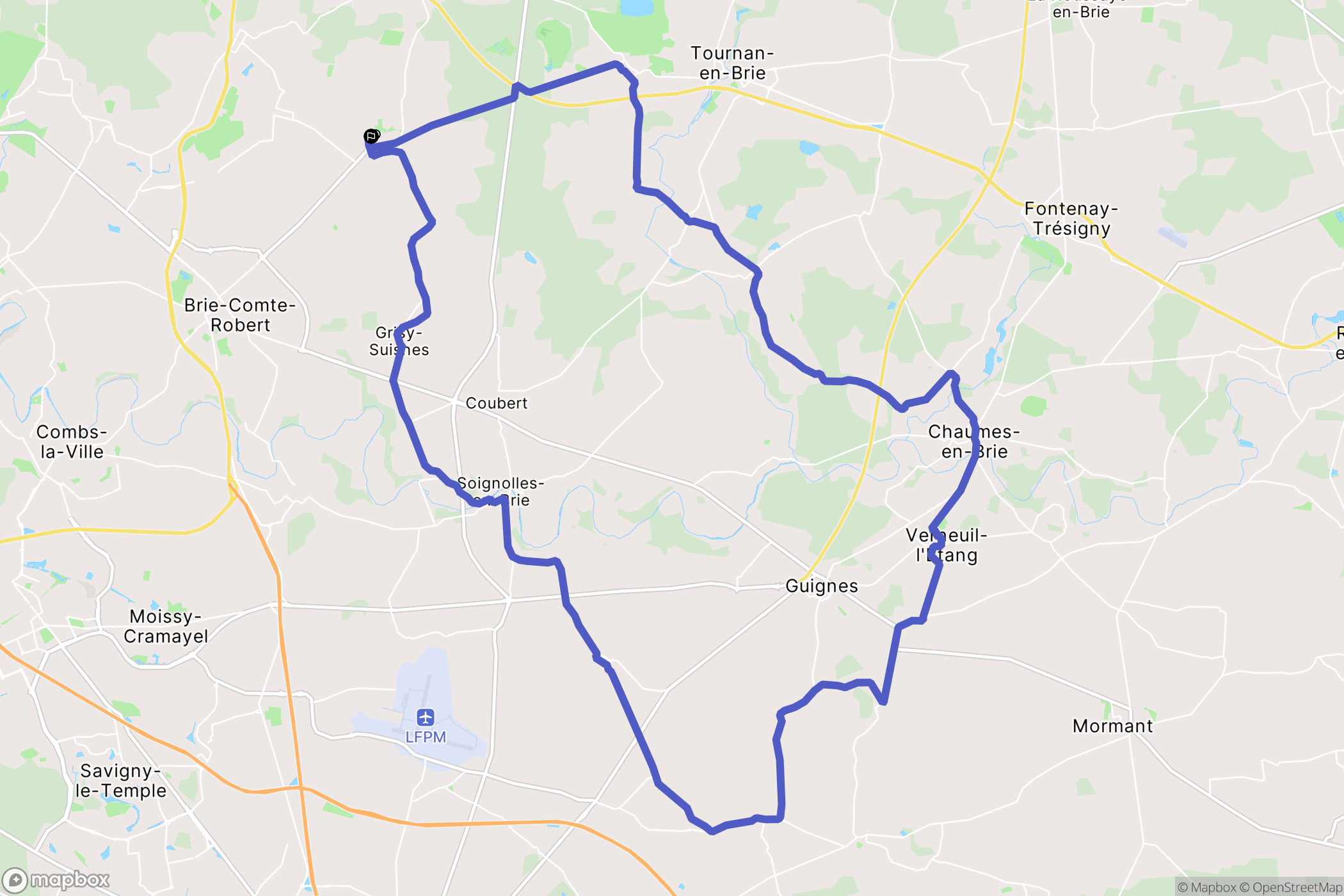 Chevry-Cossigny : carte du parcours de randonnée - France