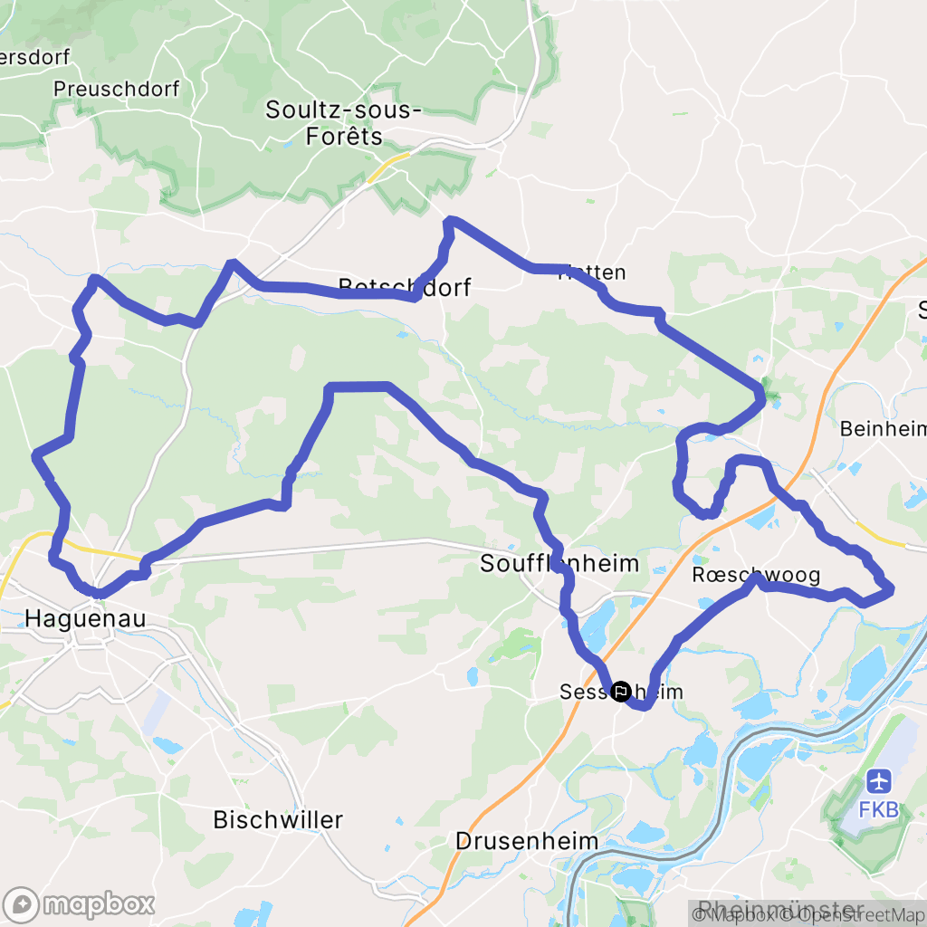Sessenheim : carte du parcours de randonnée - France