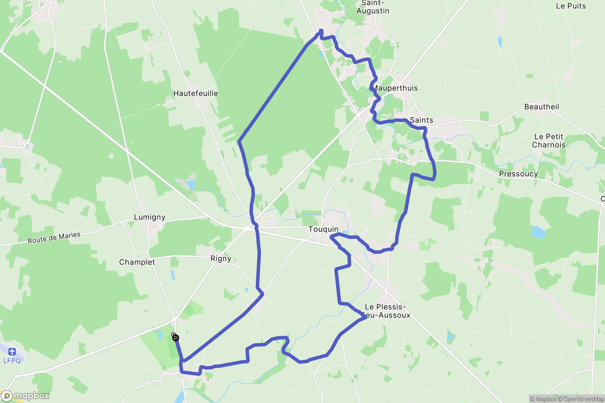 Lumigny-Nesles-Ormeaux : carte du parcours de randonnée - France