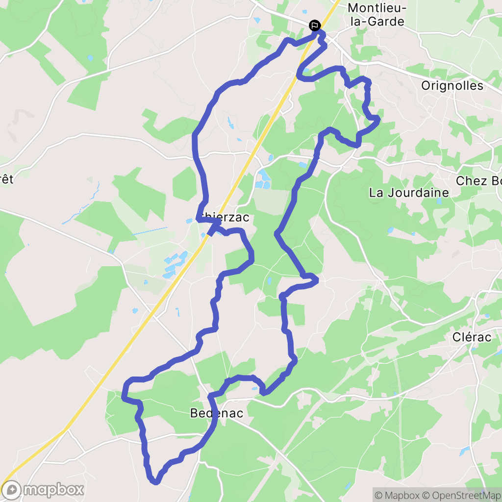 Montlieu-la-Garde : carte du parcours de randonnée - France