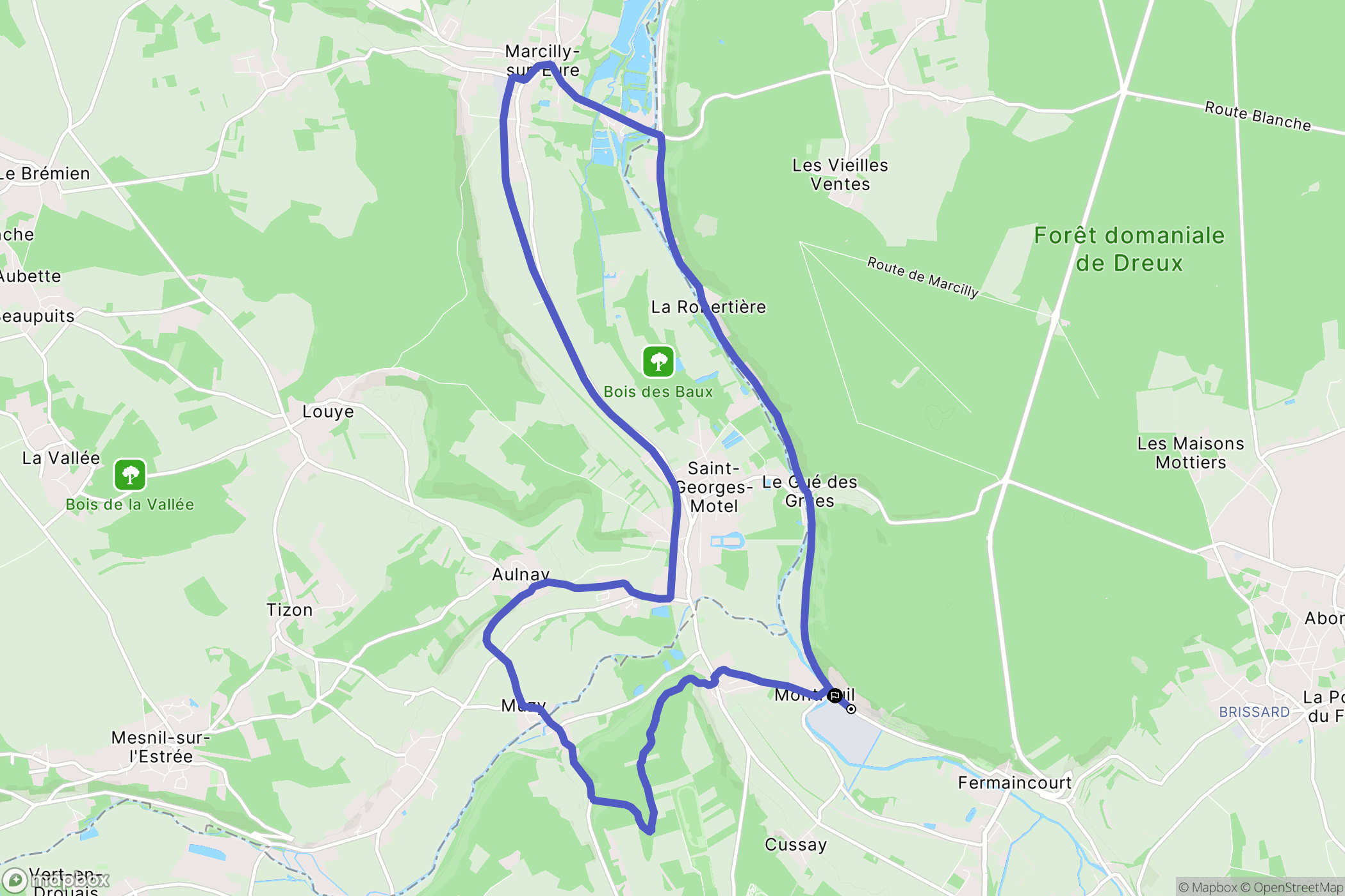 Montreuil : carte du parcours de randonnée - France