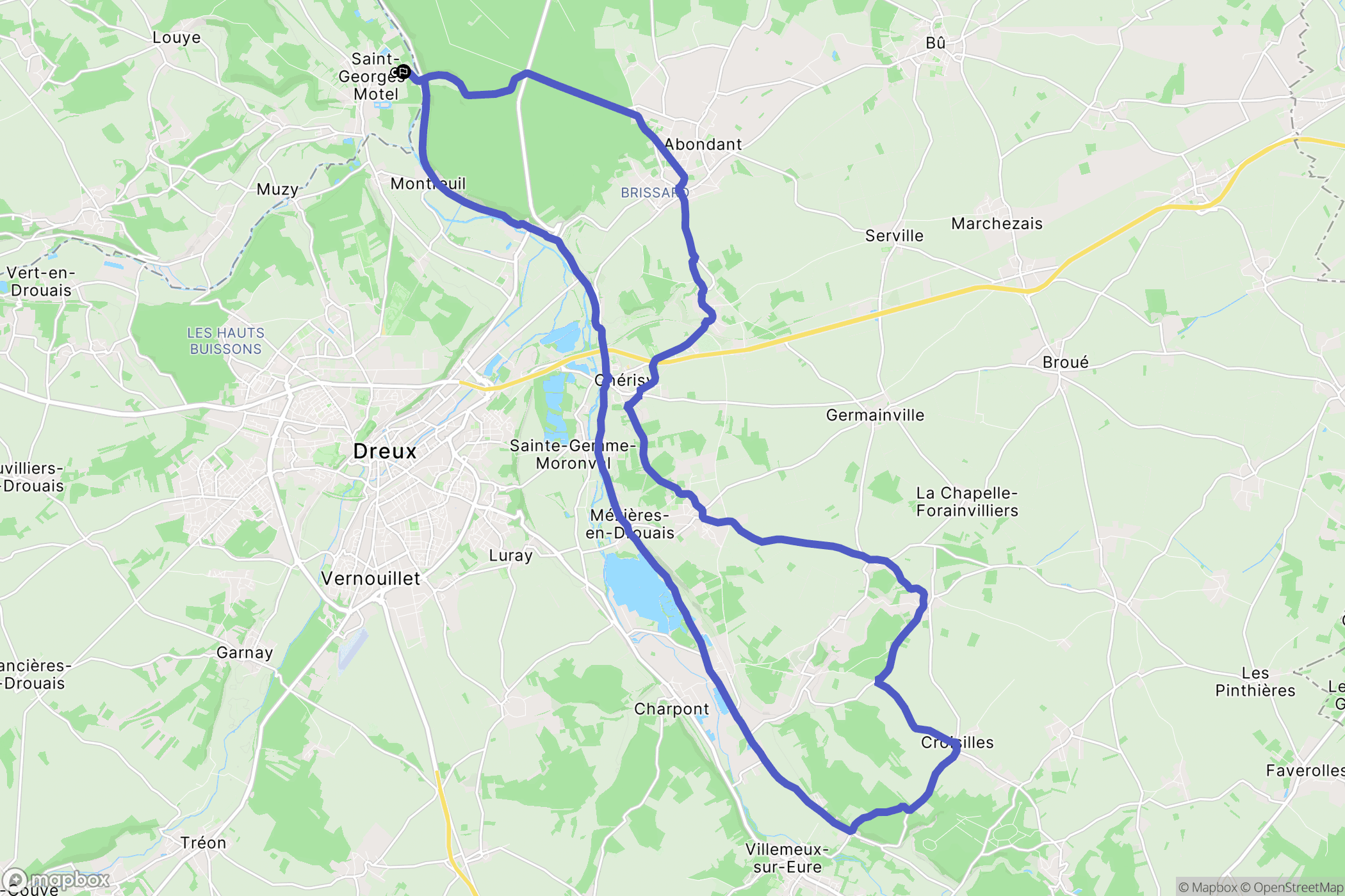 Saint-Georges-Motel : carte du parcours de randonnée - France