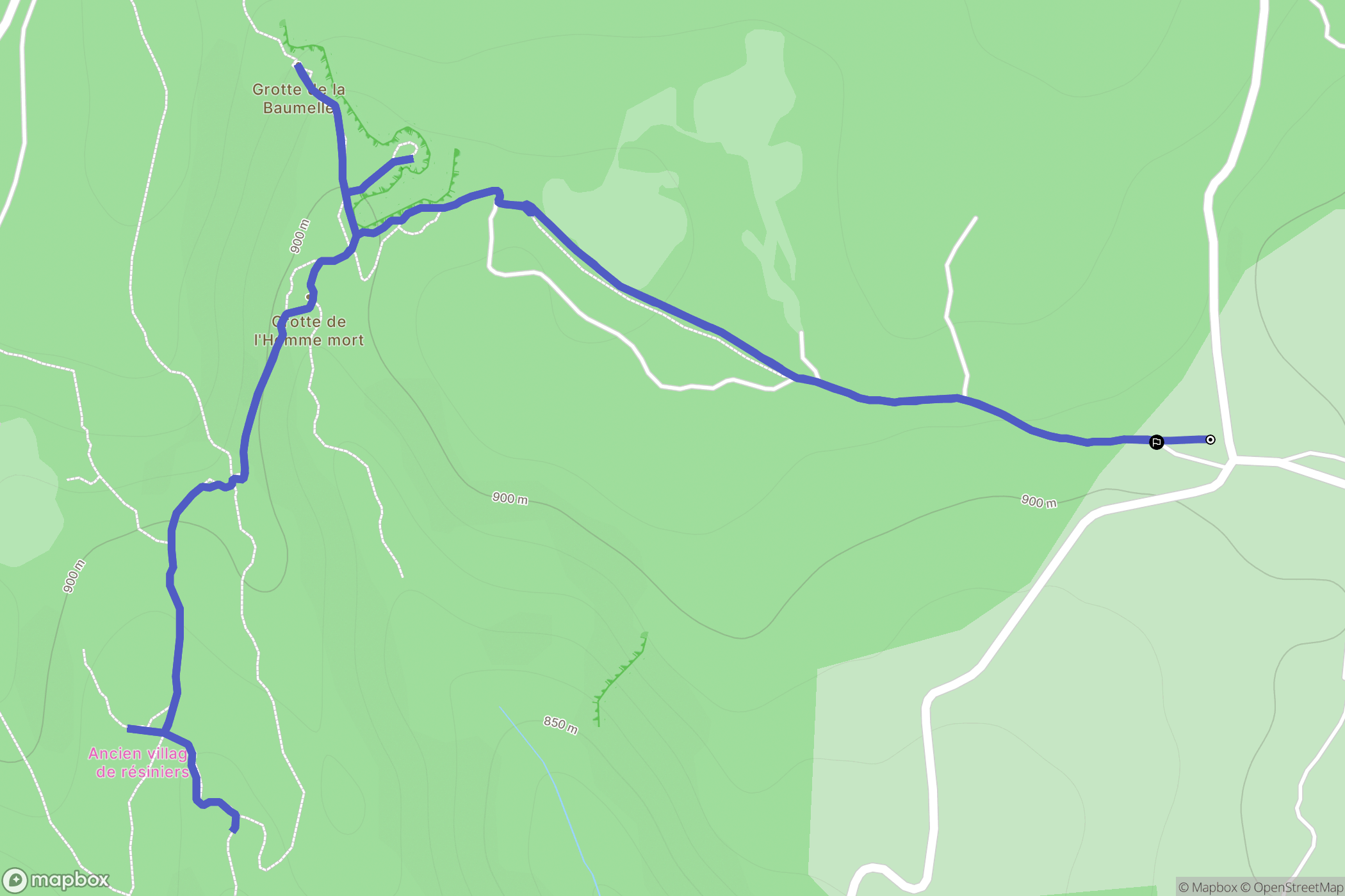 Saint-Pierre-des-Tripiers : carte du parcours de randonnée - France