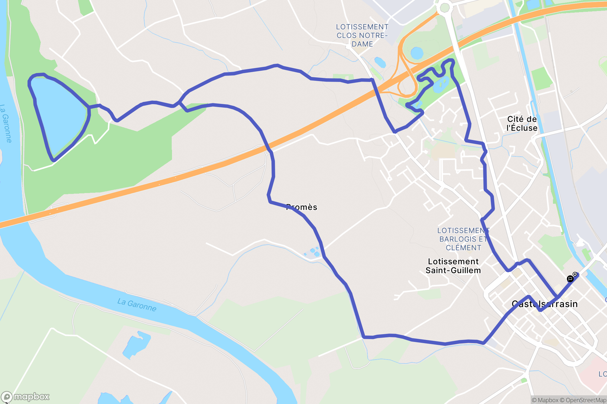 Castelsarrasin : carte du parcours de randonnée - France