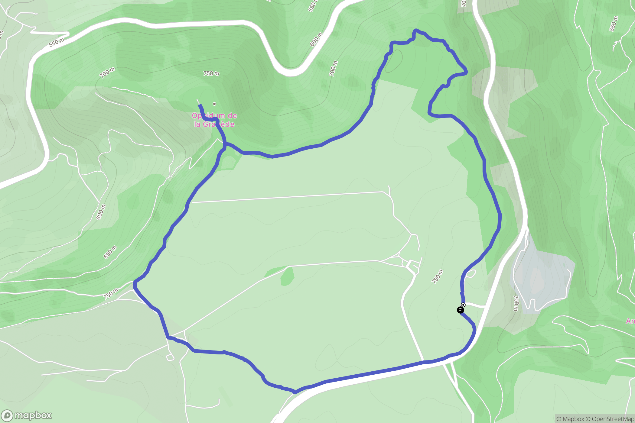 Millau : carte du parcours de randonnée - France