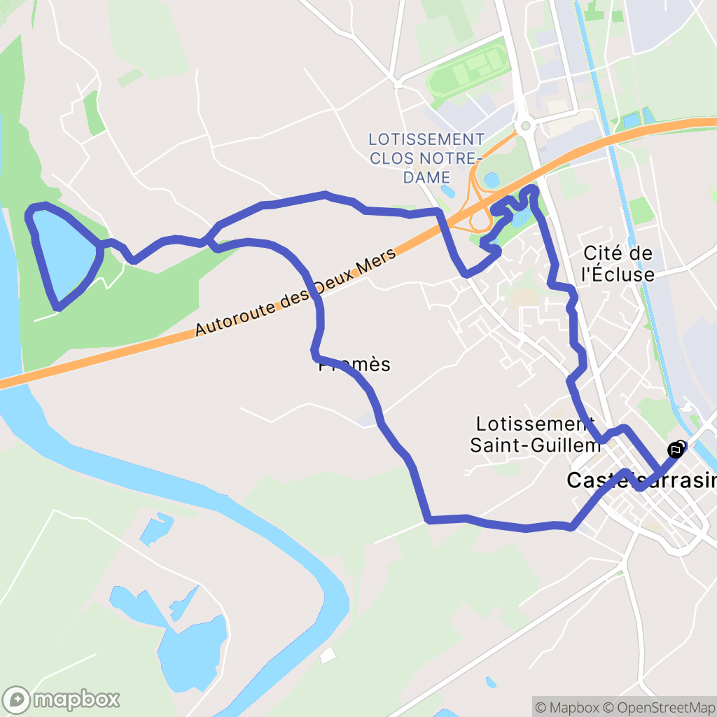 Castelsarrasin : carte du parcours de randonnée - France