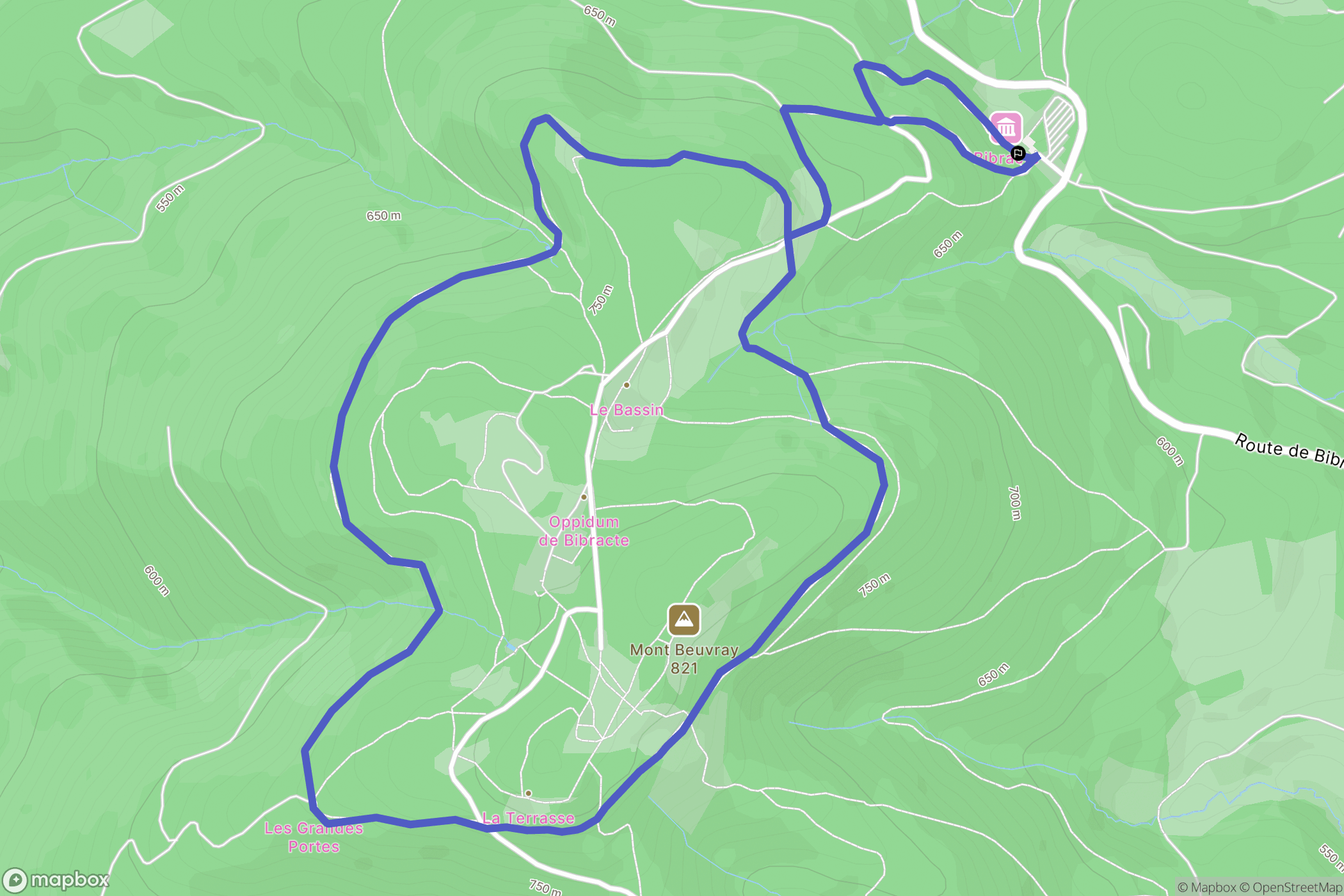 Saint-Léger-sous-Beuvray : carte du parcours de randonnée - France