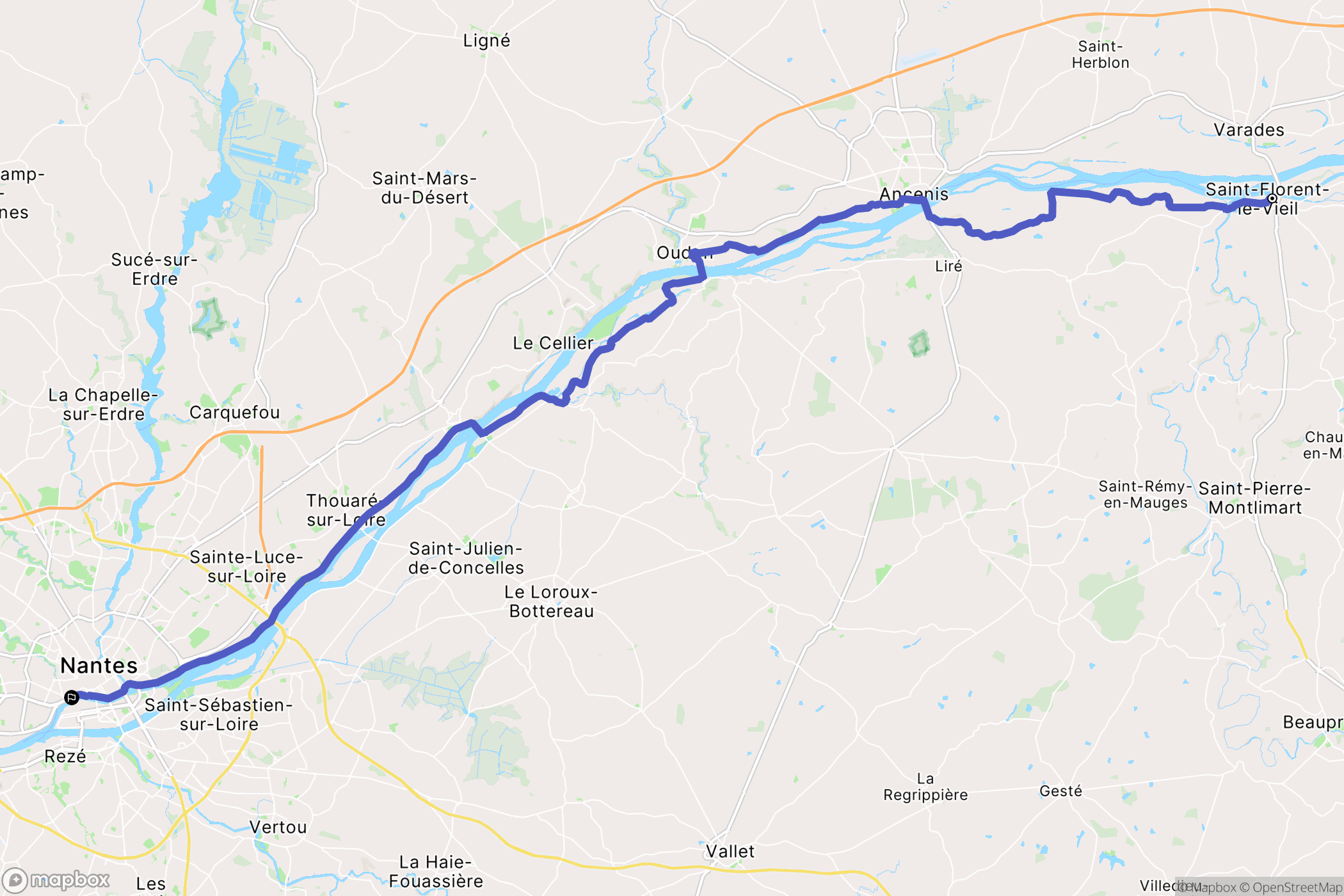 Mauges-sur-Loire : carte du parcours de randonnée - France