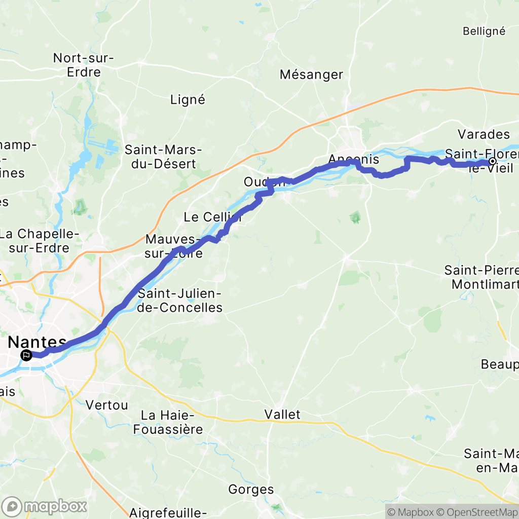 Mauges-sur-Loire : carte du parcours de randonnée - France