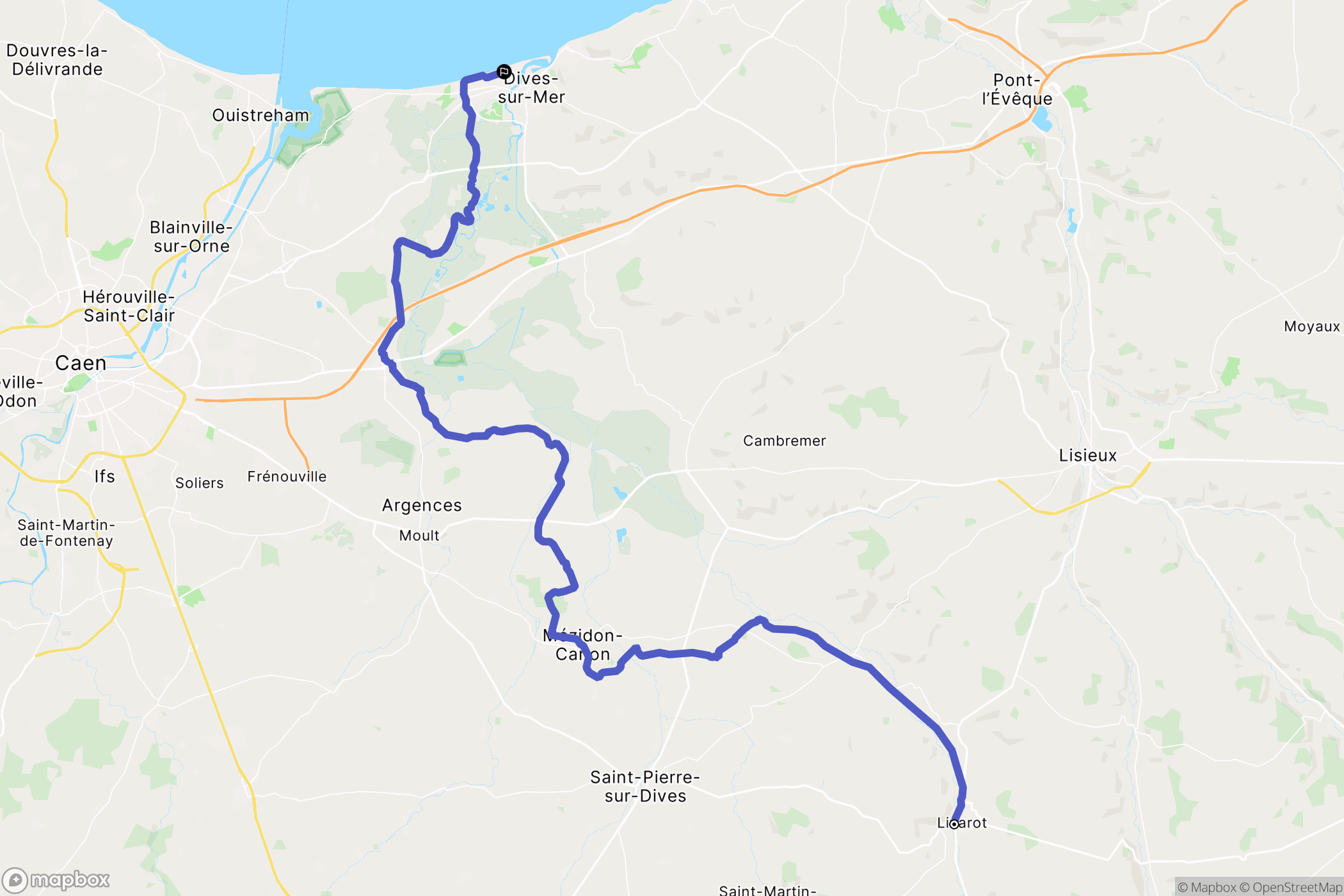 Livarot : carte du parcours de randonnée - France