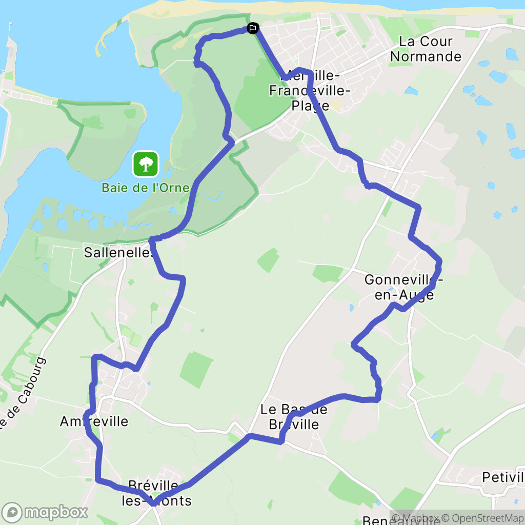 Merville-Franceville : carte du parcours de randonnée - France