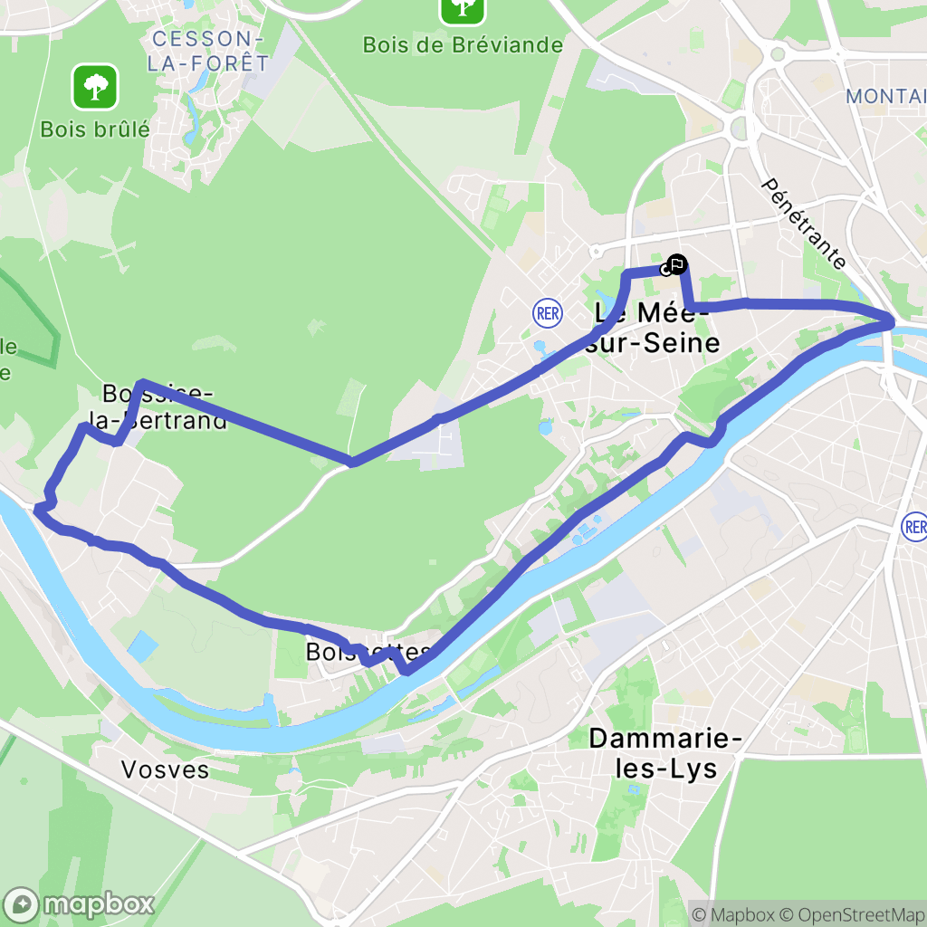 Le Mée-sur-Seine : carte du parcours de randonnée - France