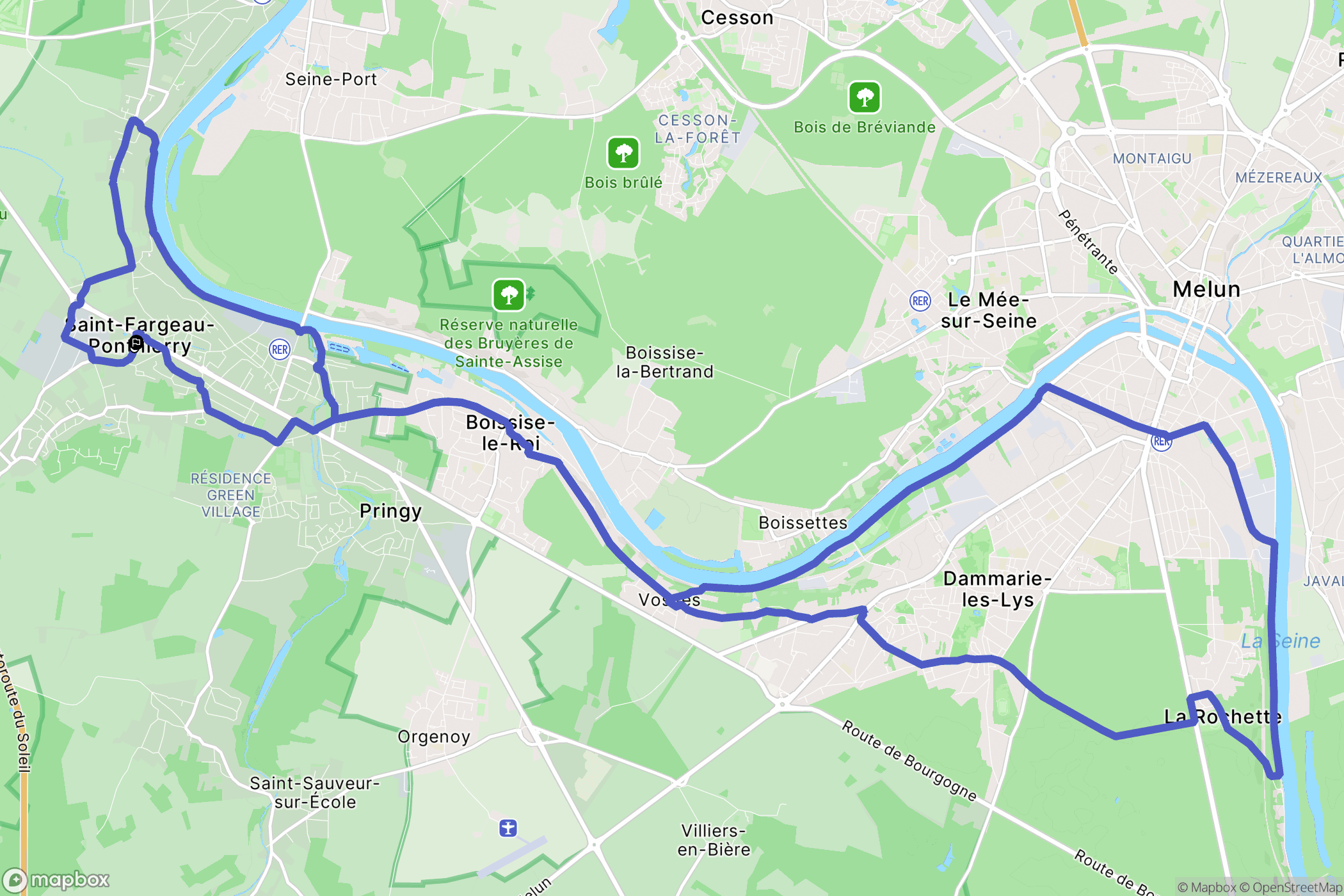 Saint-Fargeau-Ponthierry : carte du parcours de randonnée - France