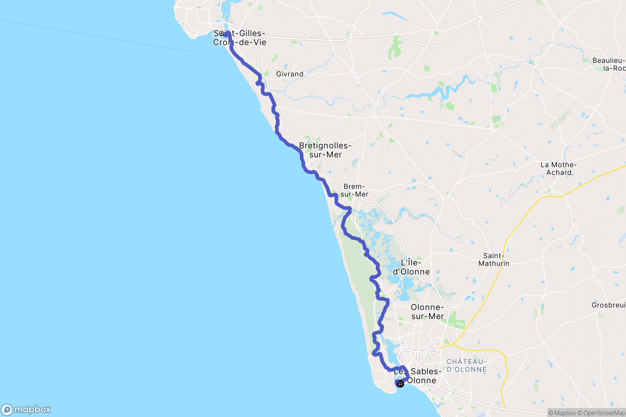 Saint-Gilles-Croix-de-Vie : carte du parcours de randonnée - France
