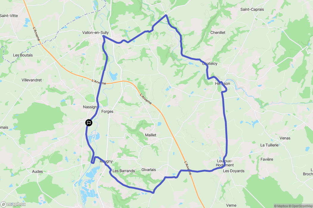 Nassigny : carte du parcours de randonnée - France