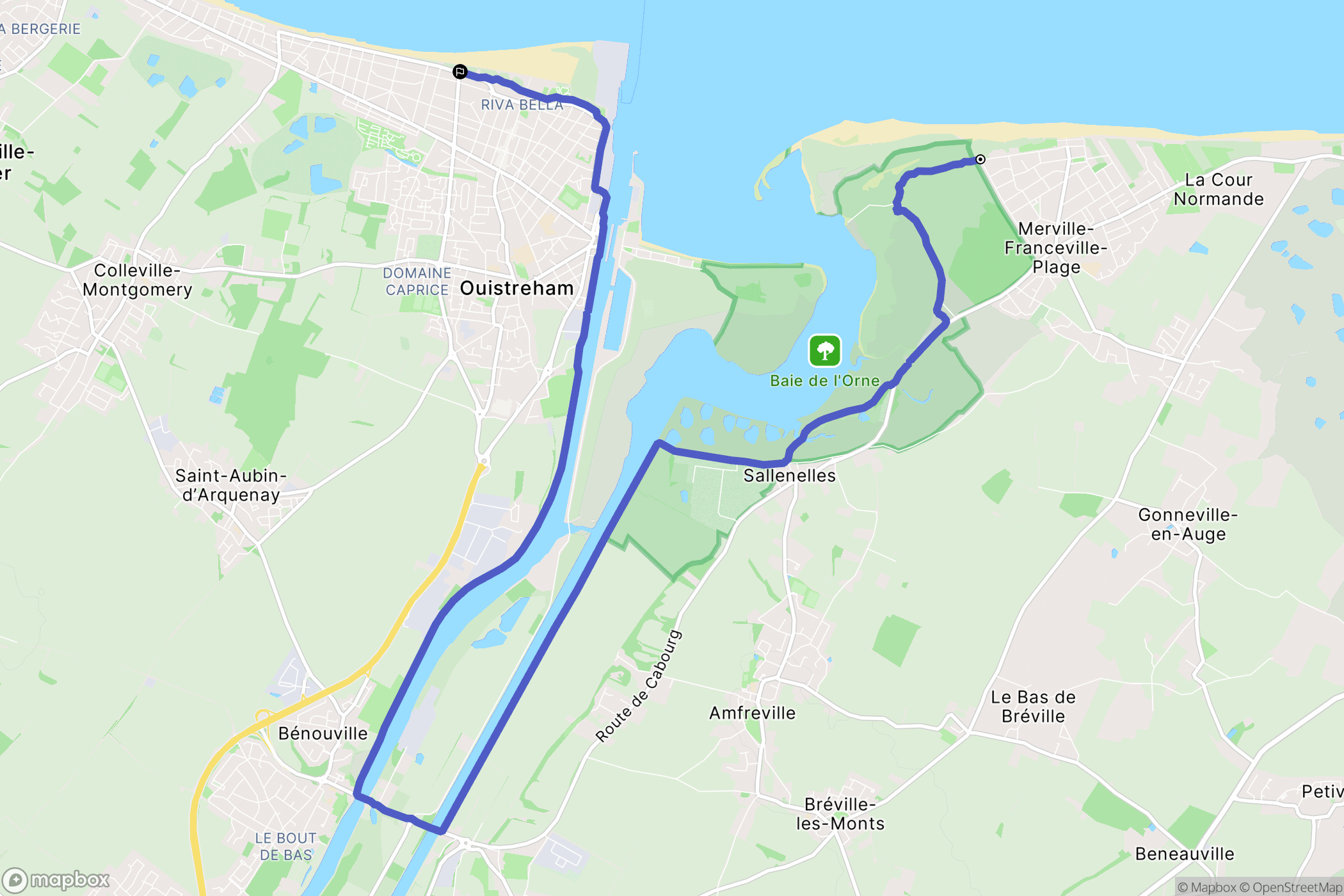 Merville-Franceville : carte du parcours de randonnée - France