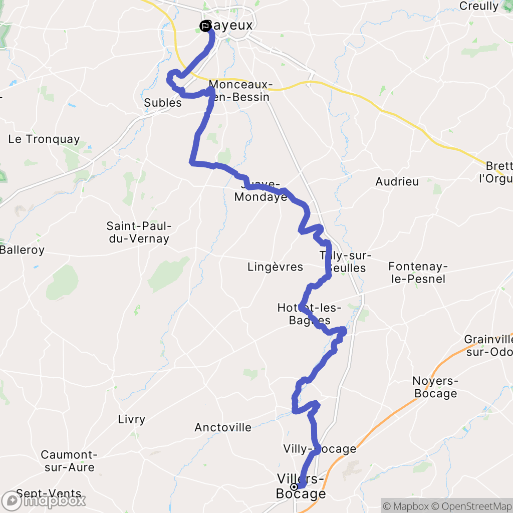 Villers-Bocage : carte du parcours de randonnée - France