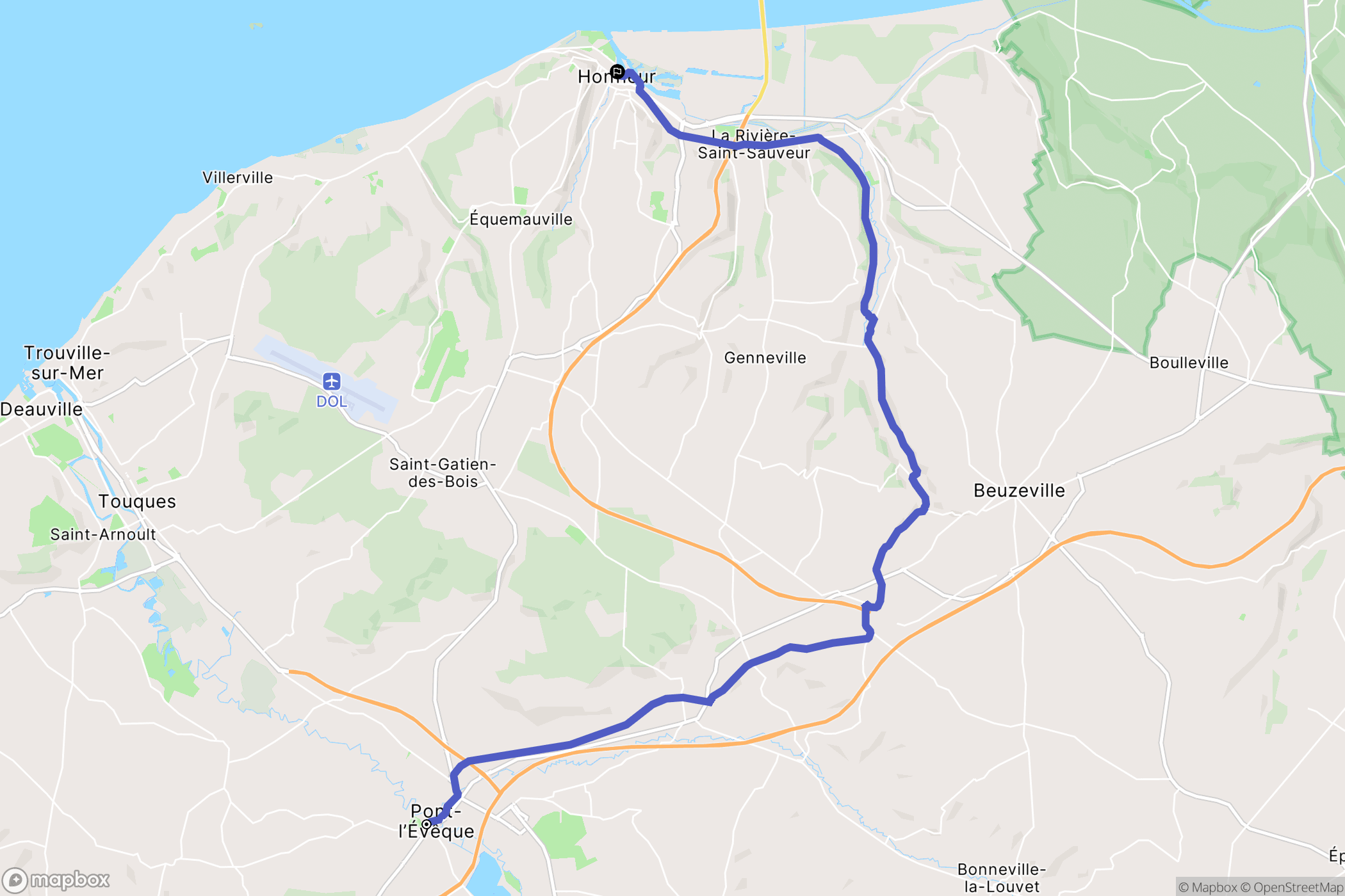 Pont-L'Evêque : carte du parcours de randonnée - France