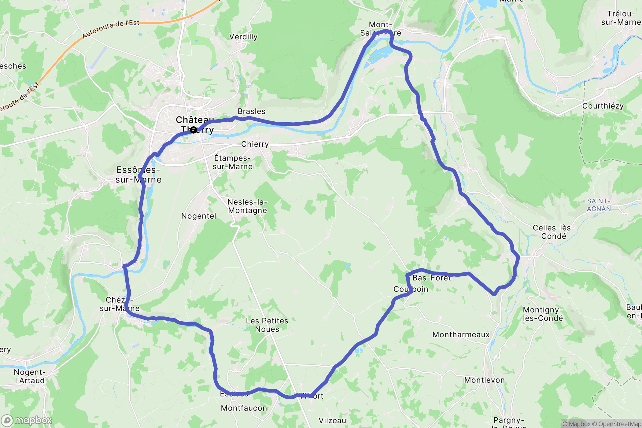 Chateau-Thierry : carte du parcours de randonnée - France