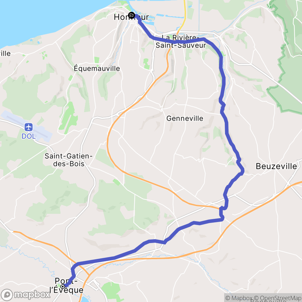 Pont-L'Evêque : carte du parcours de randonnée - France