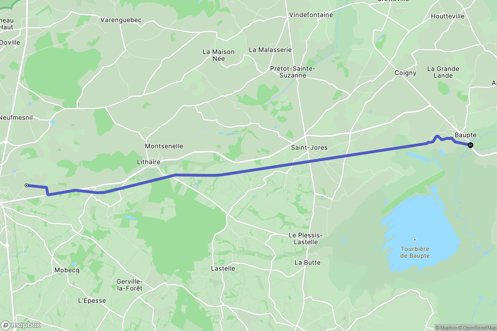 La Haye-du-Puits : carte du parcours de randonnée - France