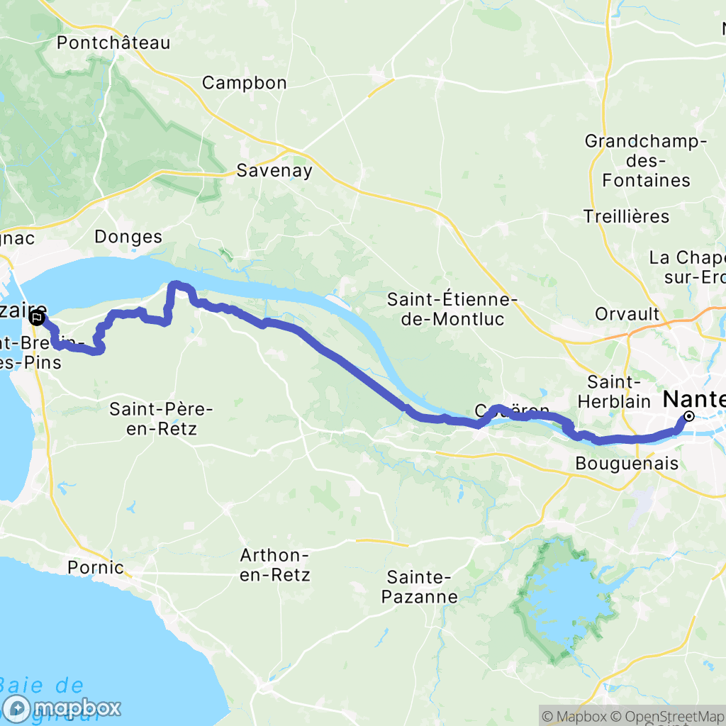 Nantes : carte du parcours de randonnée - France