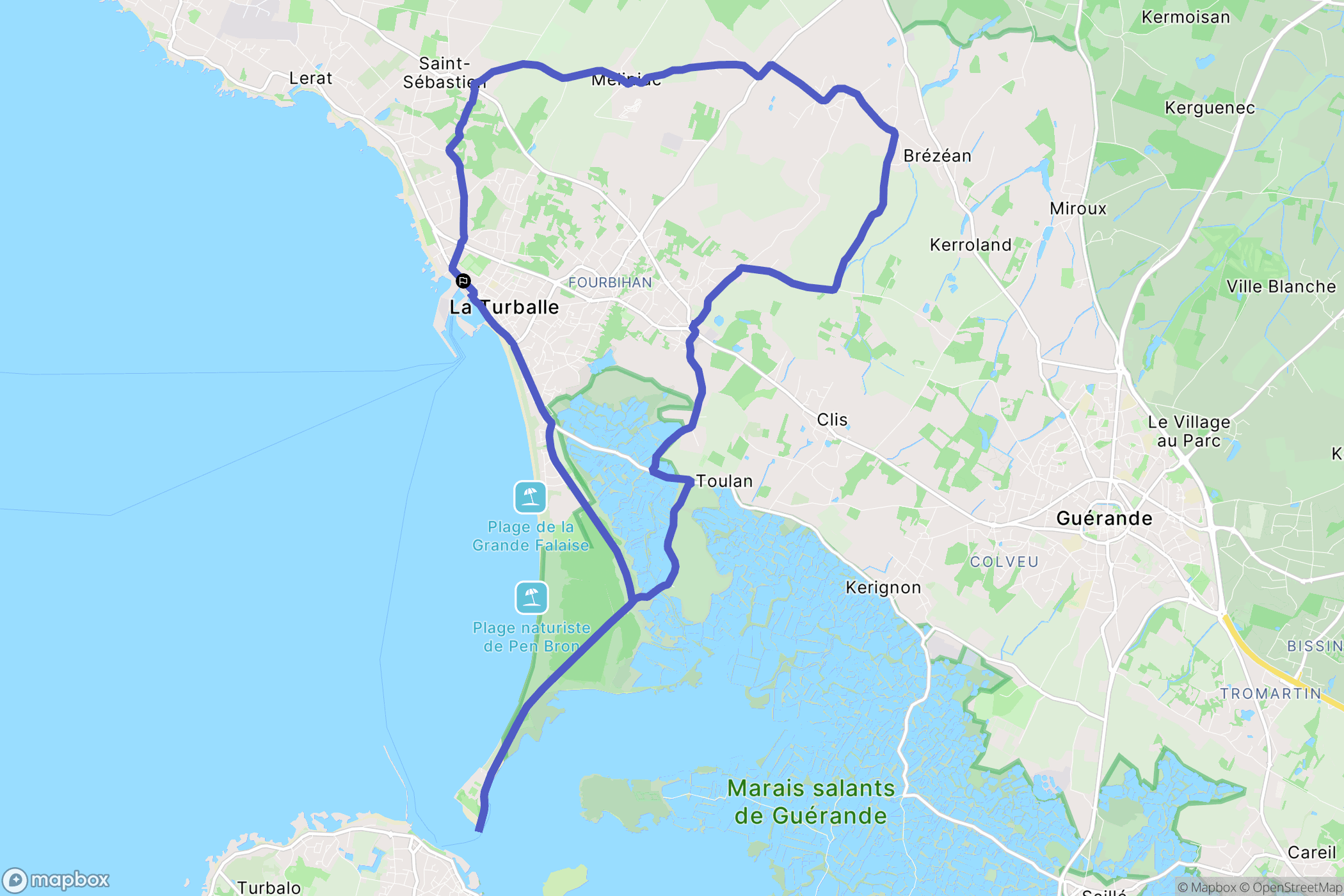 La Turballe : carte du parcours de randonnée - France