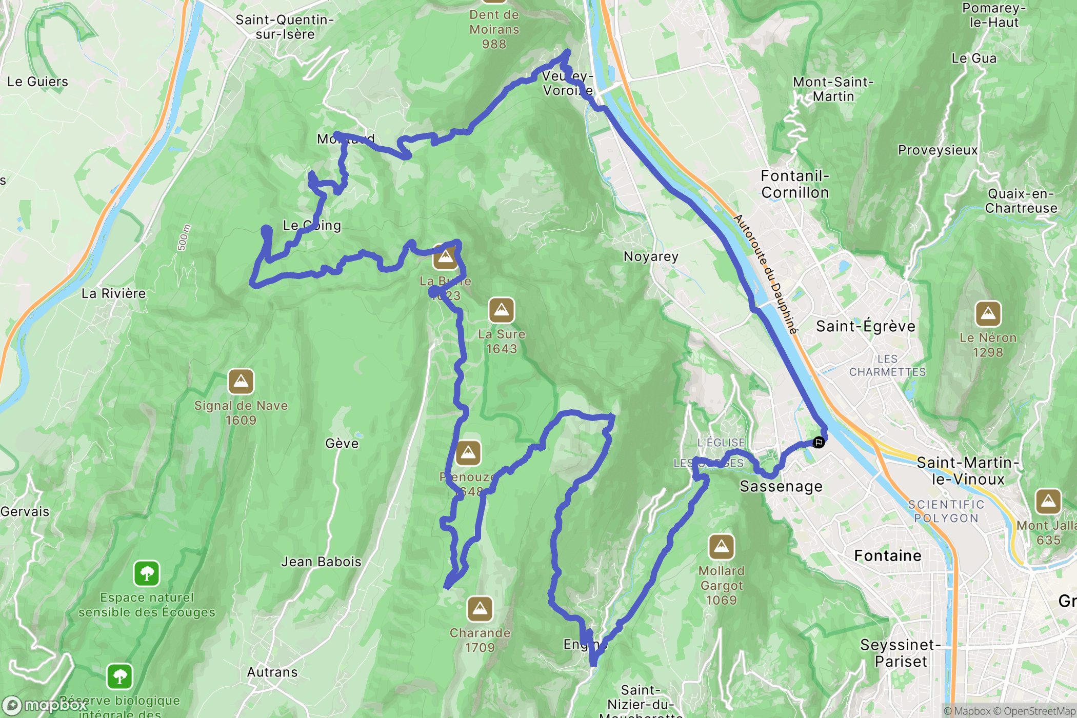 Sassenage : carte du parcours de randonnée - France