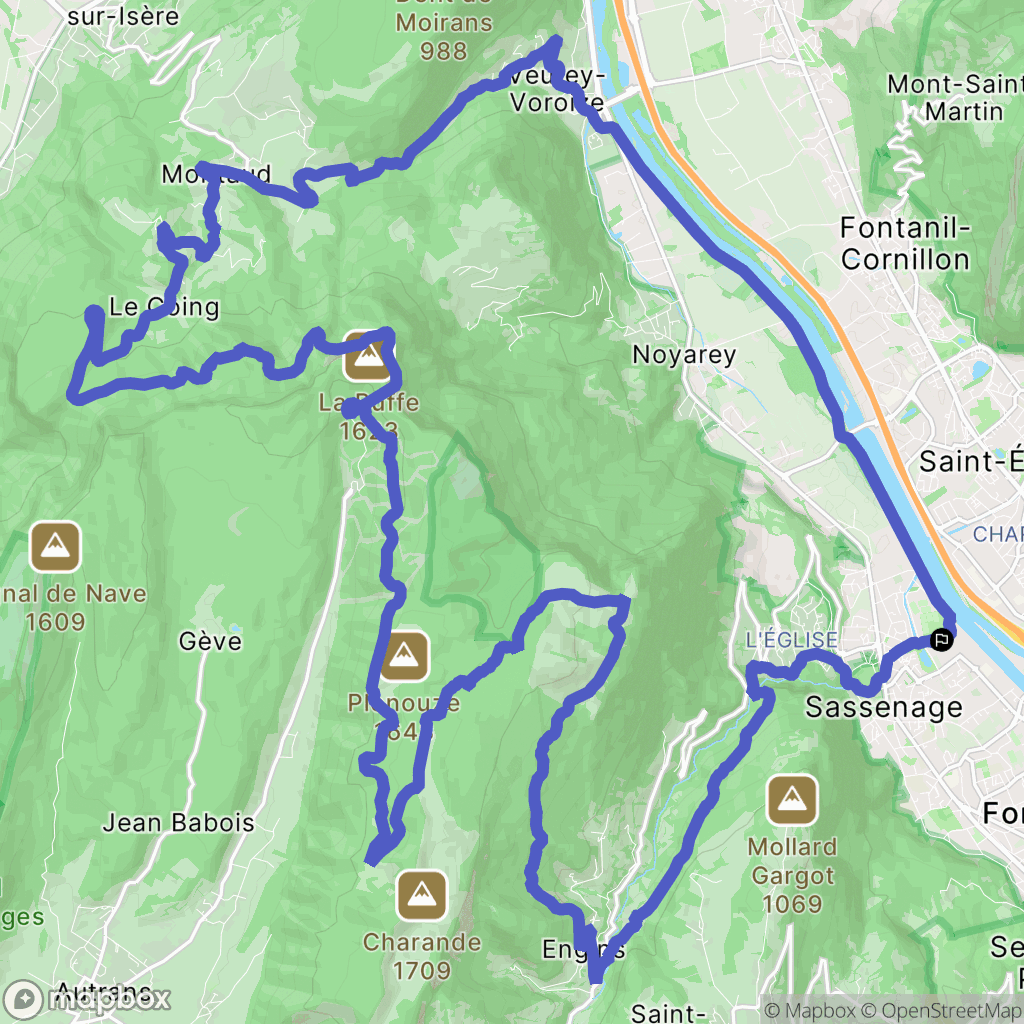 Sassenage : carte du parcours de randonnée - France