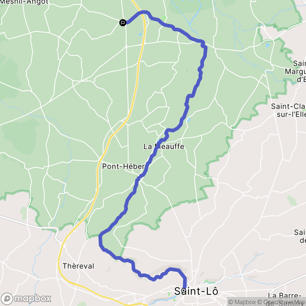 Saint-Lô : carte du parcours de randonnée - France