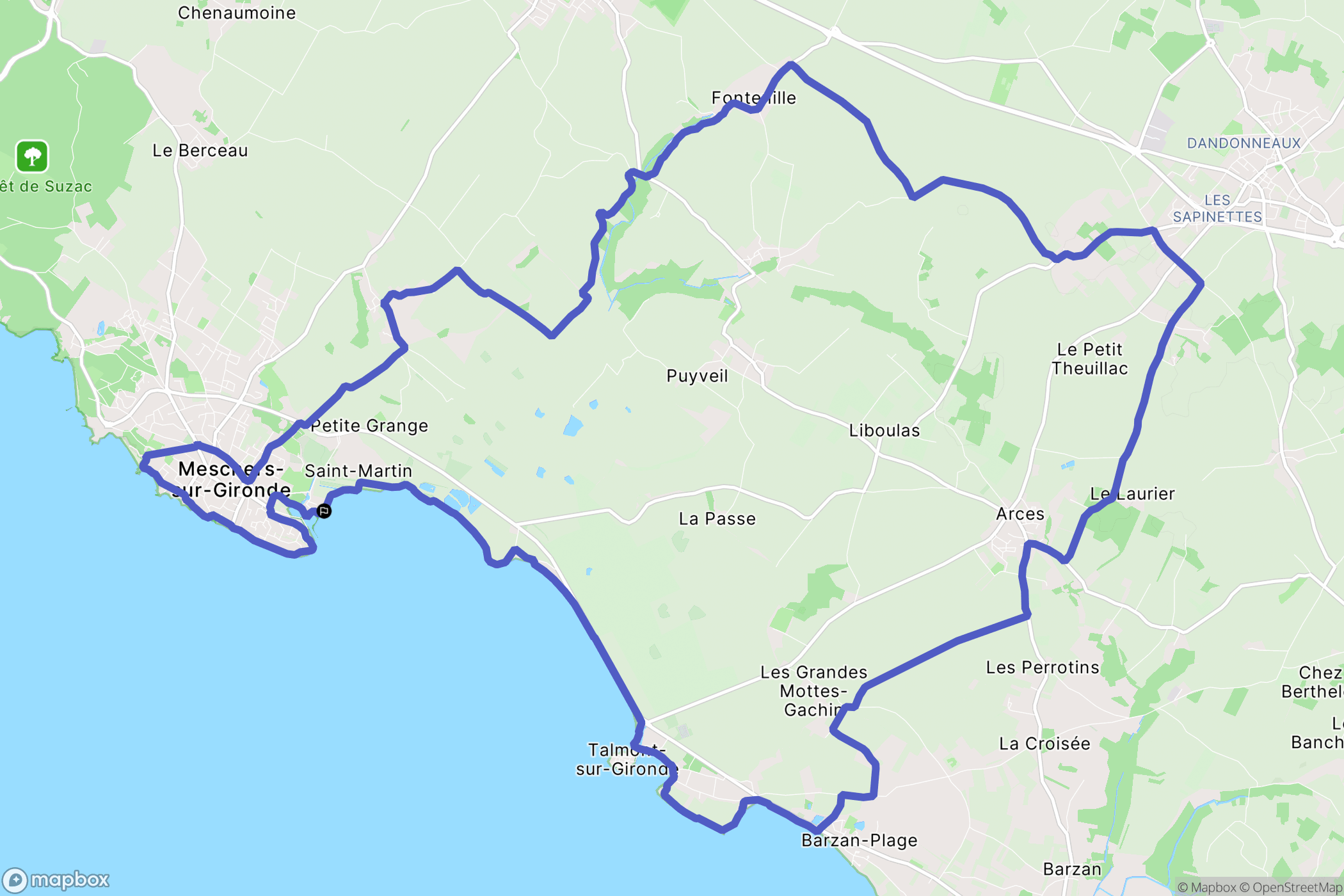 Meschers-sur-Gironde : carte du parcours de randonnée - France
