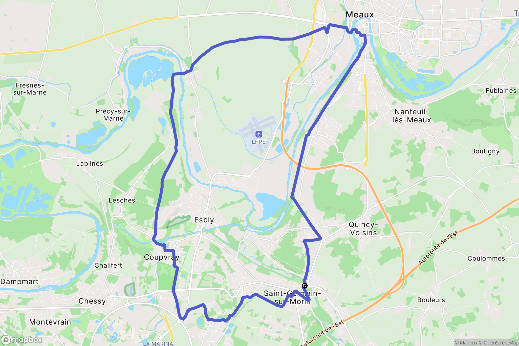 Couilly-Pont-aux-Dames : carte du parcours de randonnée - France