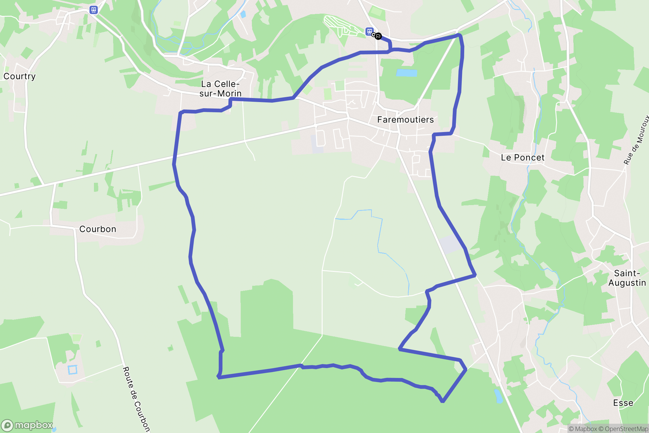 Pommeuse : carte du parcours de randonnée - France