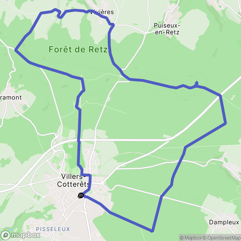 Villers-Cotterêts : carte du parcours de randonnée - France