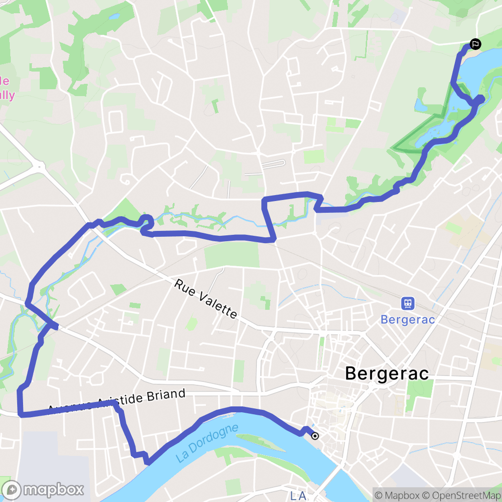 Bergerac : carte du parcours de randonnée - France