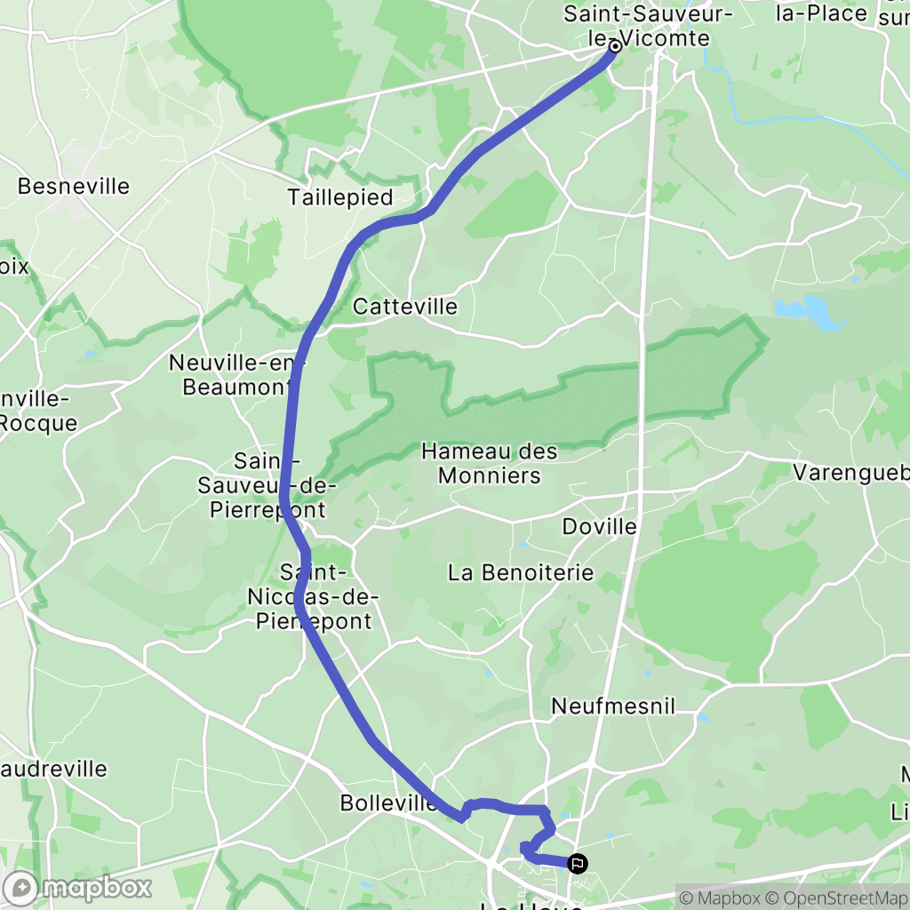 Saint-Sauveur-le-Vicomte : carte du parcours de randonnée - France